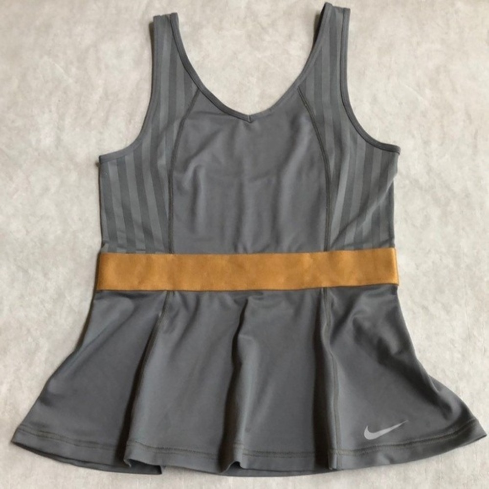 Nike Tennis Tank Top Athletic‎ Gold Waist Gray Women's Small - Pickleball, Golf